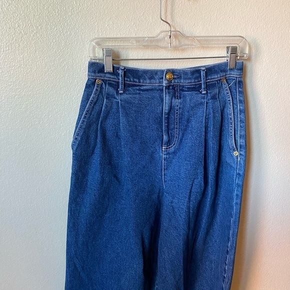 Tory Burch Pleated Boyfriend Straight Jeans Size 2 Blue High Rise - Picture 5 of 9